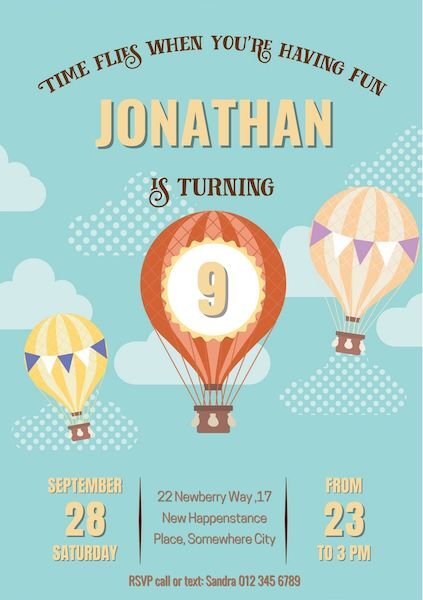 Hot Air Balloon Party Invite