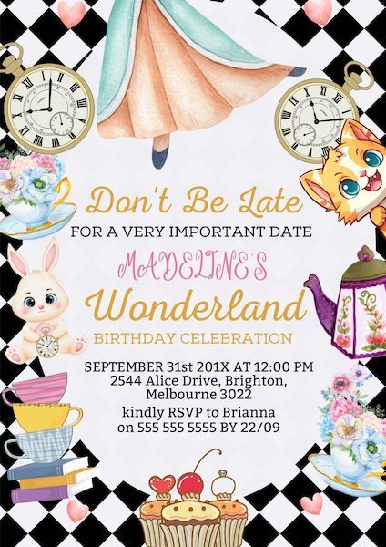 Alice in Wonderland Party Invite