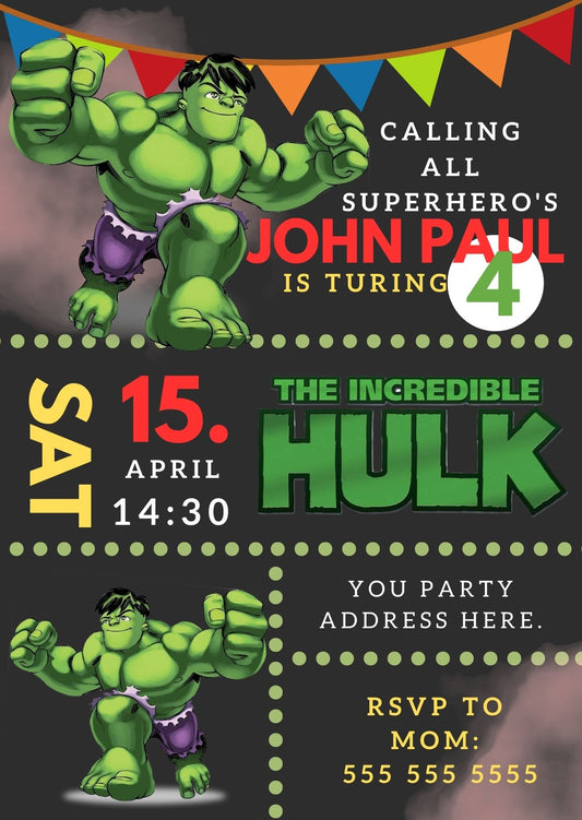 Hulk Party Invite