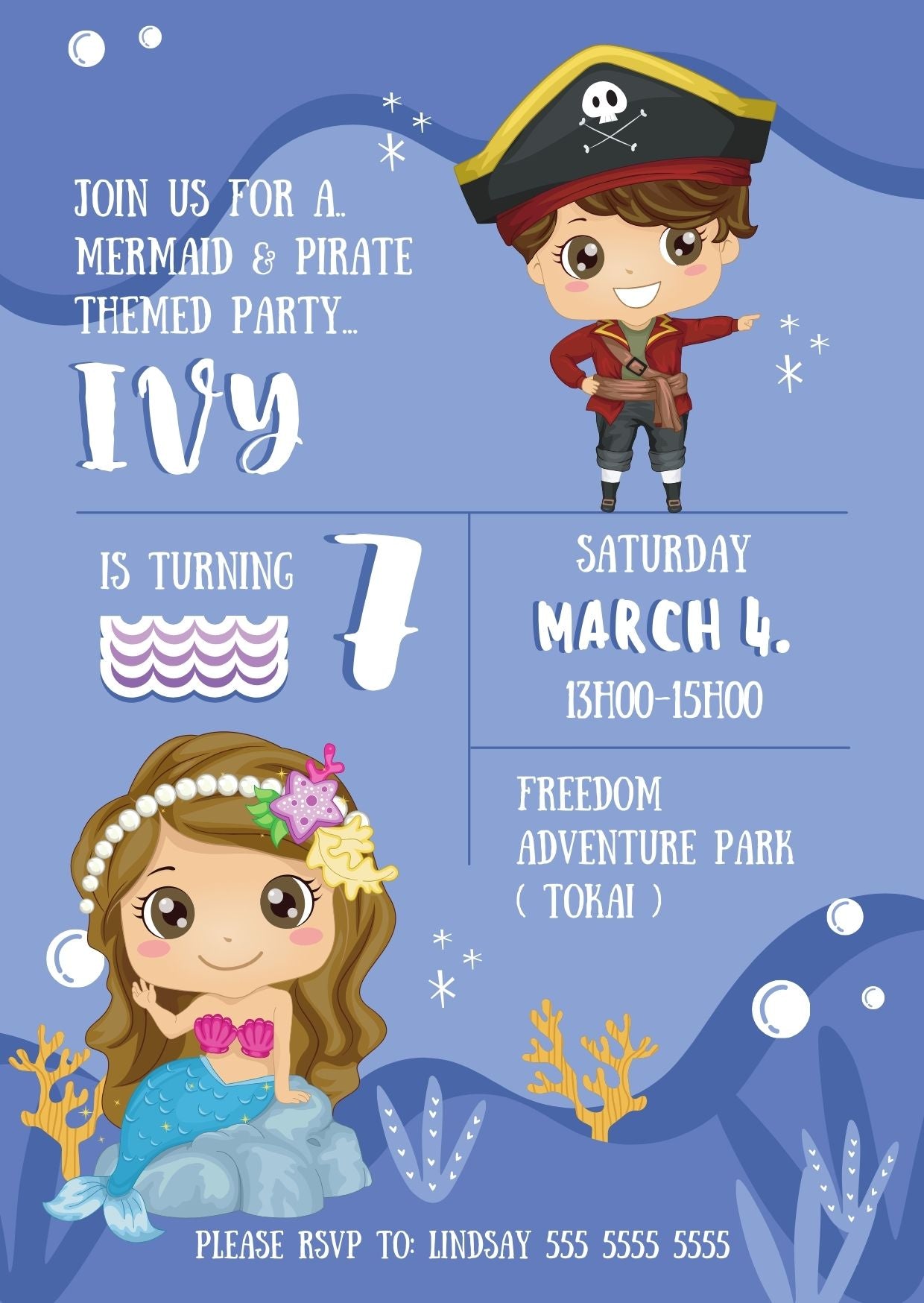 Little Mermaid & Pirate Party Invite