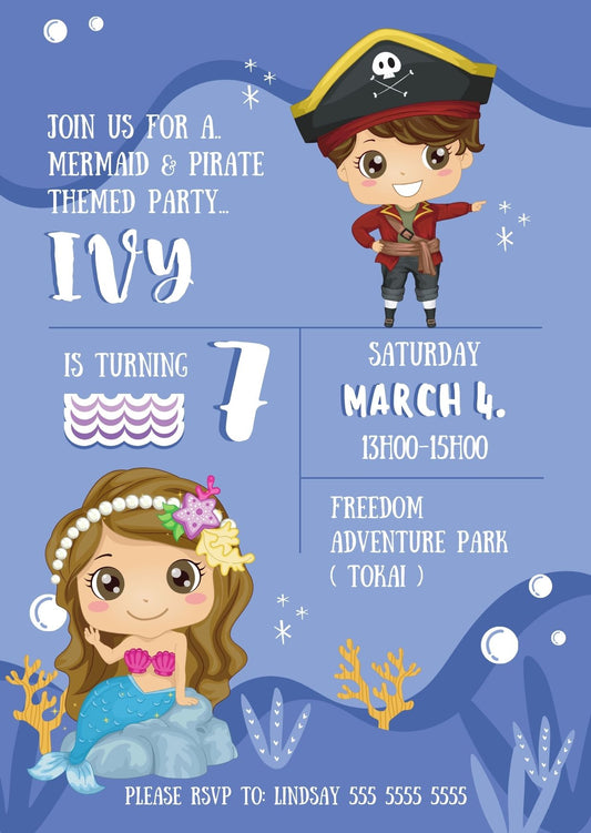 Little Mermaid & Pirate Party Invite