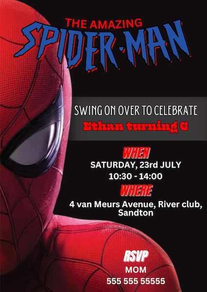 Spiderman Party Invite