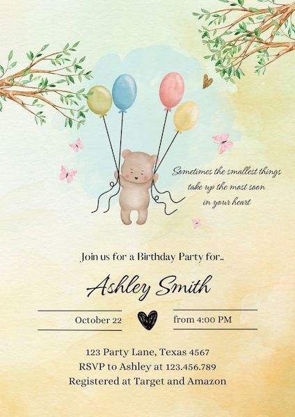 Teddy Bear Party Invite