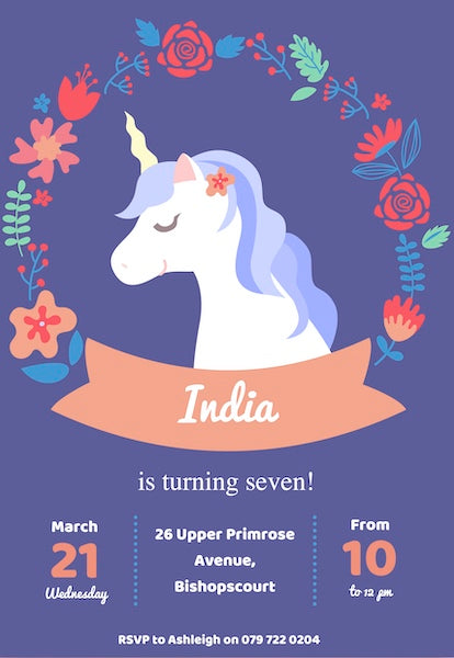 Unicorn Party Invite
